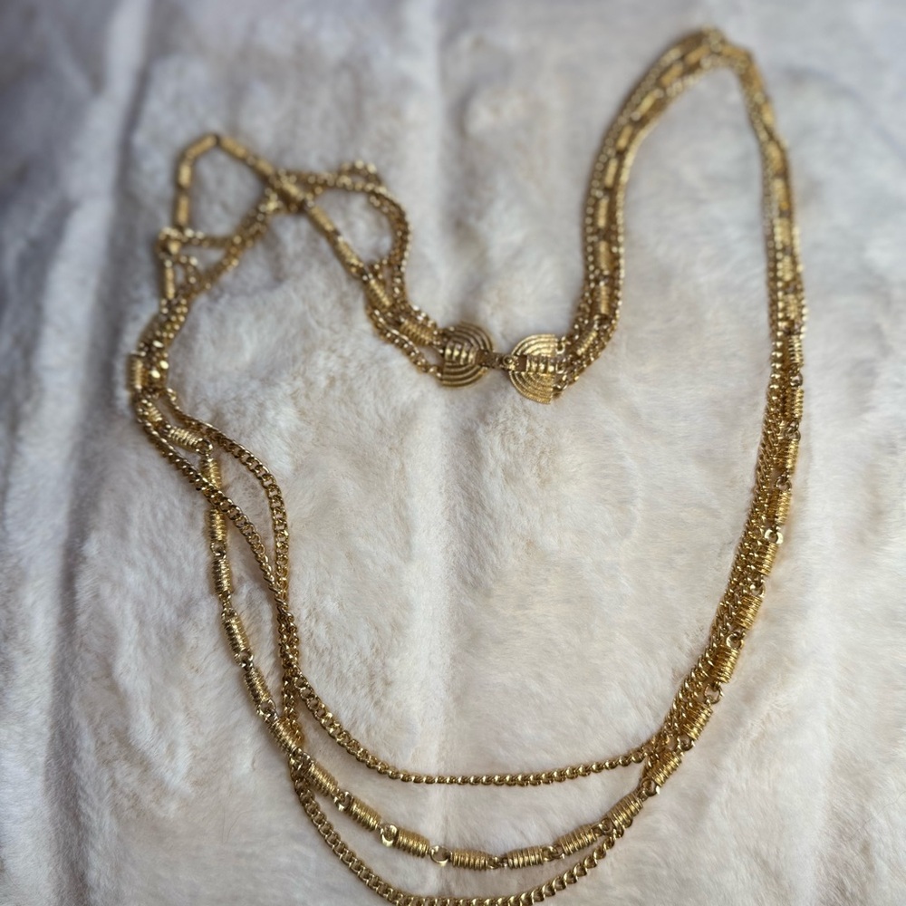 Vintage Monet Chic Gold Layered Necklace